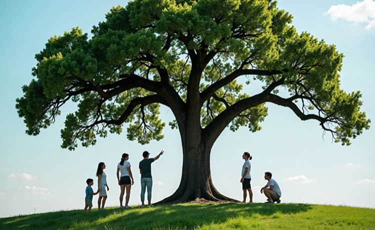 afbeelding mensen onder een boom